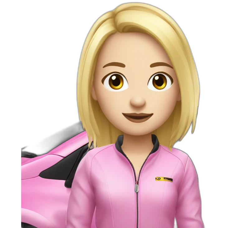cute blond girl in renault clio rs pink emoji