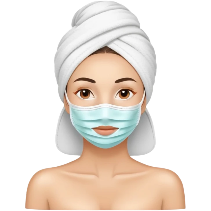 Lady with face mask spa beauty full face relaxing emoji