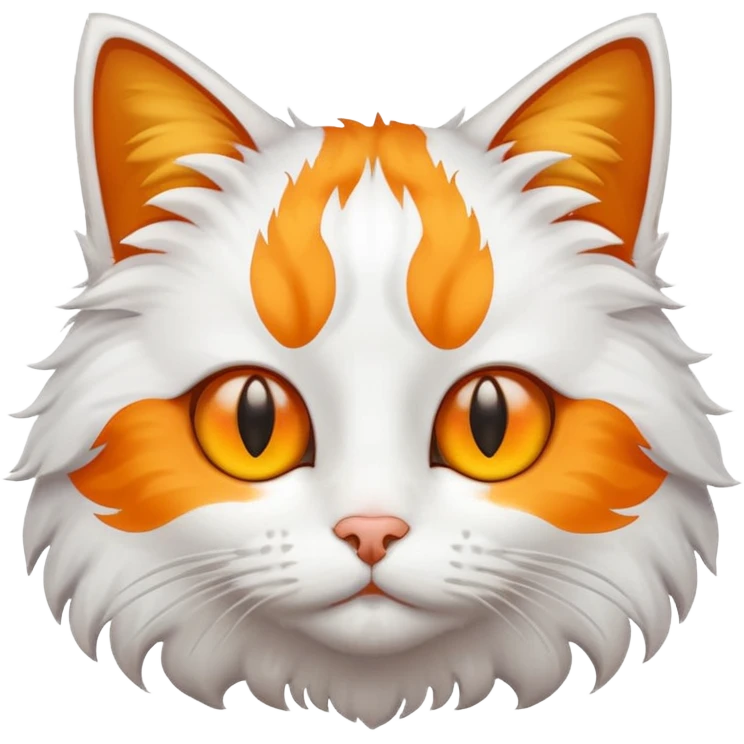 a cat that is a mixture of white and orange, with yellow eyes emoji