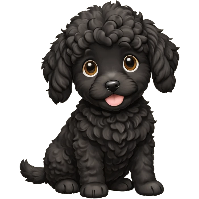 black cockapoo puppy dog playful pose emoji