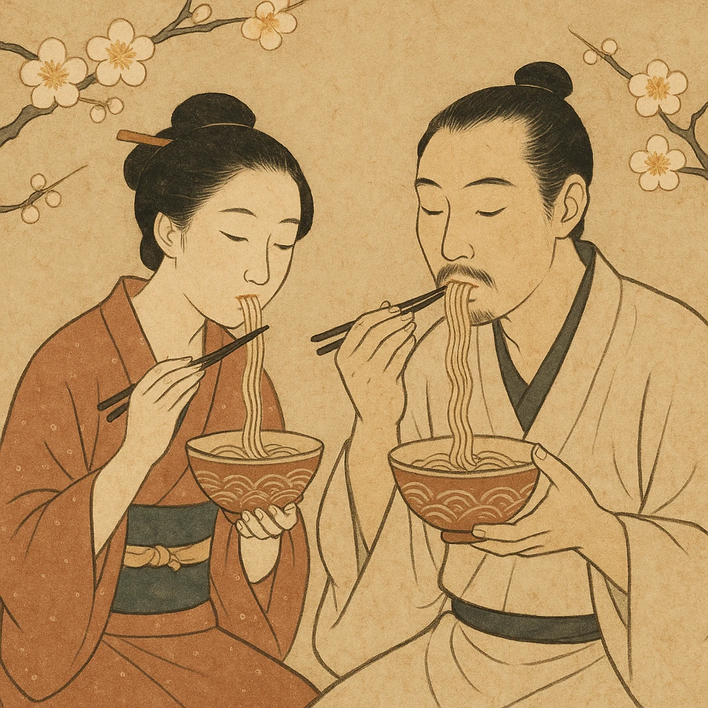 couple eating noodles emoji