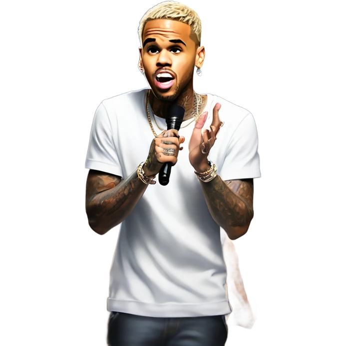 Hyper Realistic Chris Brown on stage with spotlights shining on him emoji