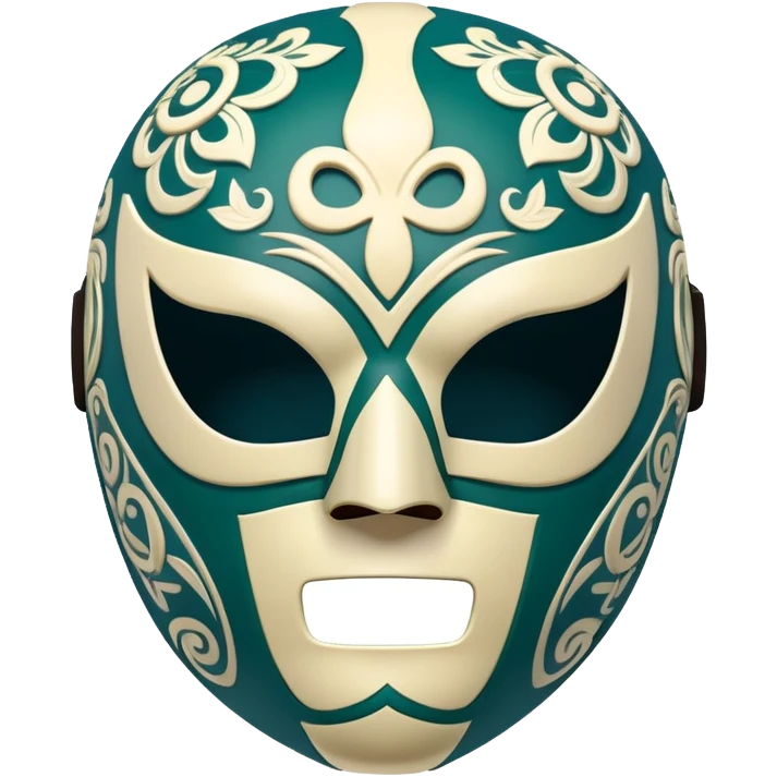 forest green, cream, and Carolina blue luchador mask emoji