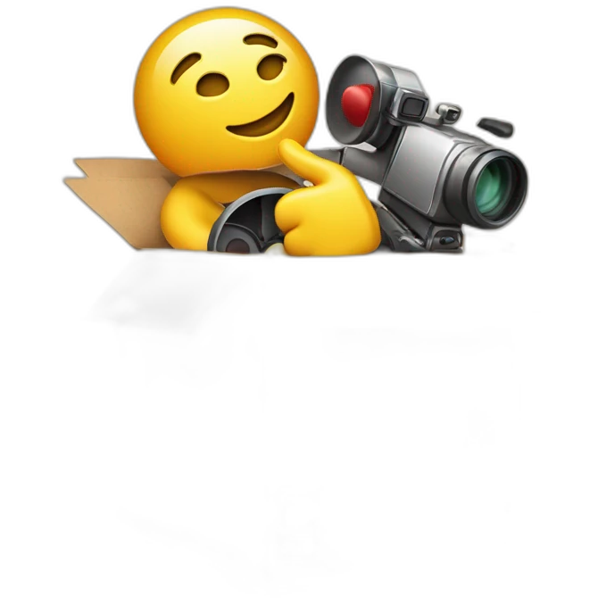 Video icons, movie camera, film, play, logos, likes, thumbs up, marks, views, coverage, applause fly out of a Cardboard box emoji