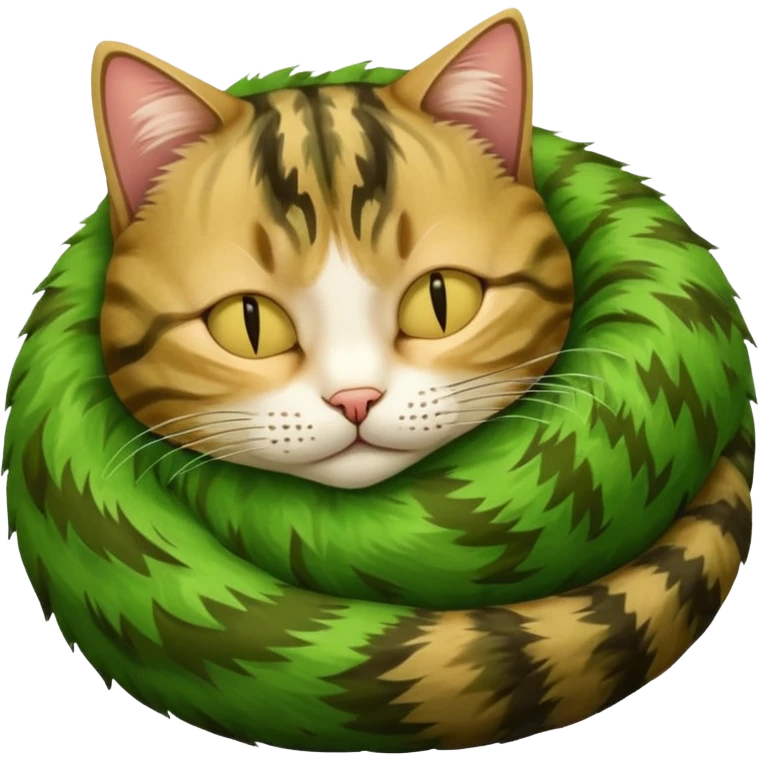 Curled Sleeping Cat green emoji