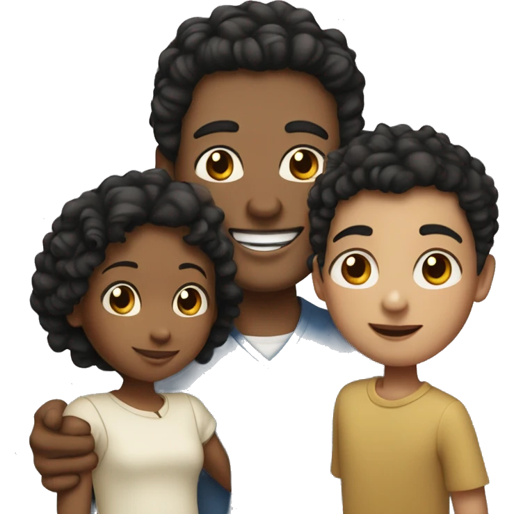 Family of three white skin wife and husband and little boy with black hair and curly hair emoji
