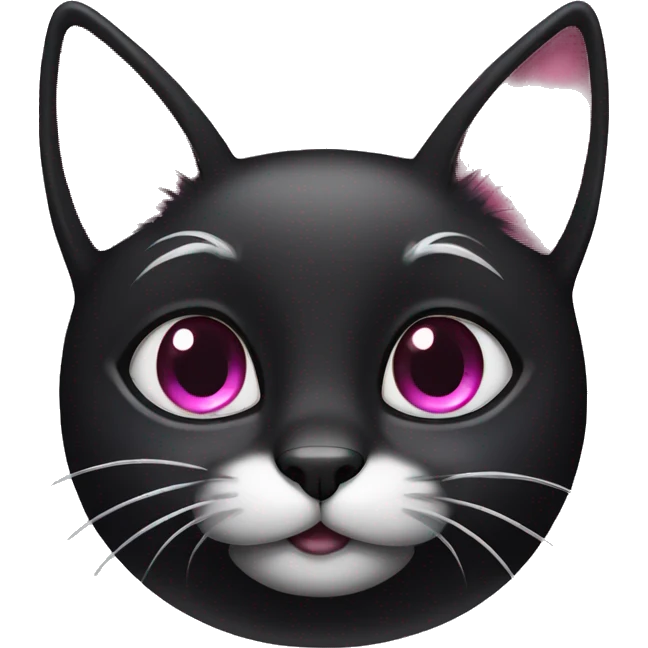 Cute black cat with pink with cute eyes  emoji