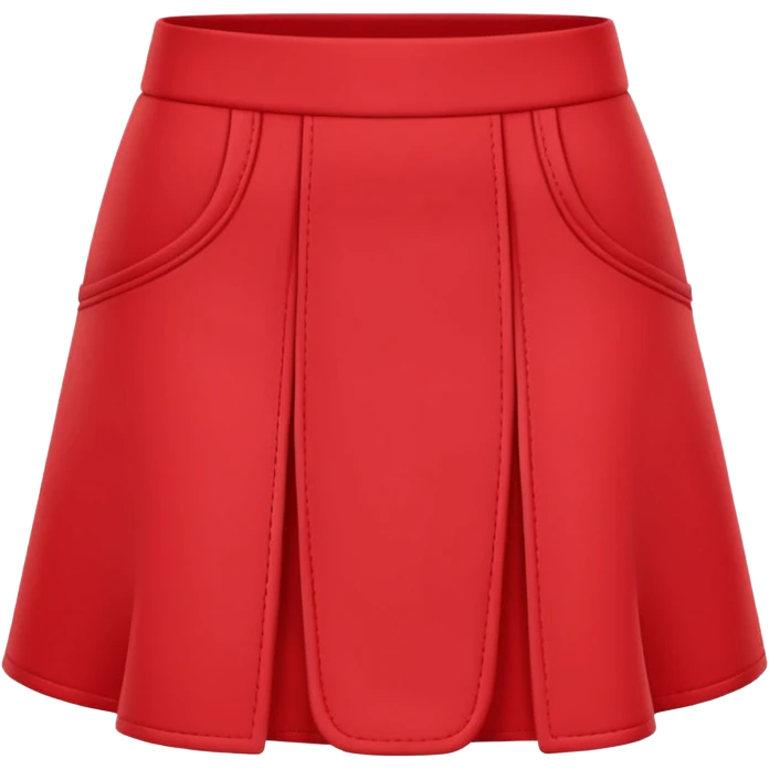 A 3D cartoon red skort (skirt-shorts combo) with gentle fabric folds and neat finish, isolated on plain background, Memoji-style. emoji