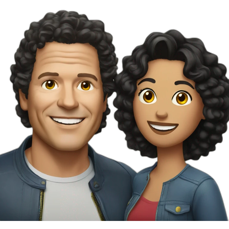 Carlos Vives with Colombian woman of 30's with short curly black hair emoji