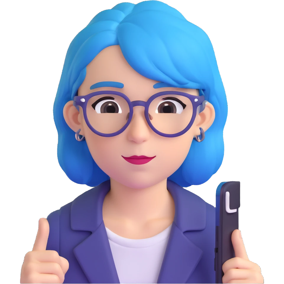 Michou, French YouTuber with blue hair and glasses emoji