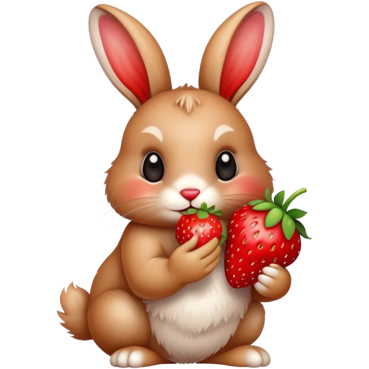 bunny eating strawberry cute emoji
