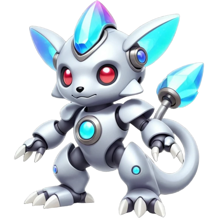 Mechanical Nebulae Cute Adorable Colorful Shiny Iridescent Futuristic Modern Cybernetic Protogen-Fakémon-Pokémon-creature-fusion (full body) emoji