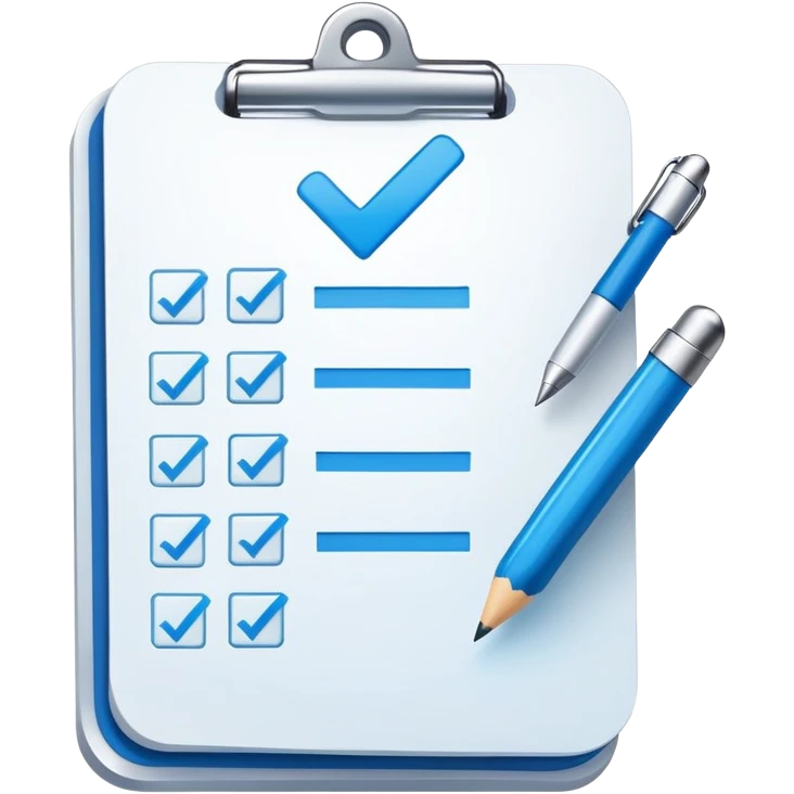 A checklist with a prominent blue checkmark on the first item, symbolizing tracking completed tasks and progress emoji
