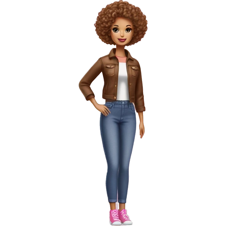 brown curly short hair barbie full body emoji