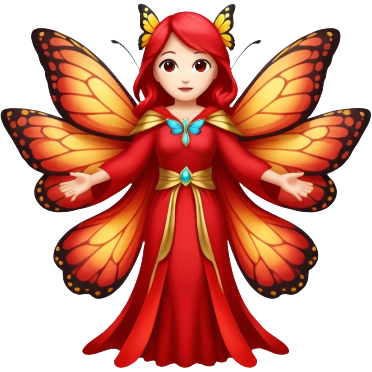 nature spirit woman dressed as butterfly herald red, wing sleeves spread emoji