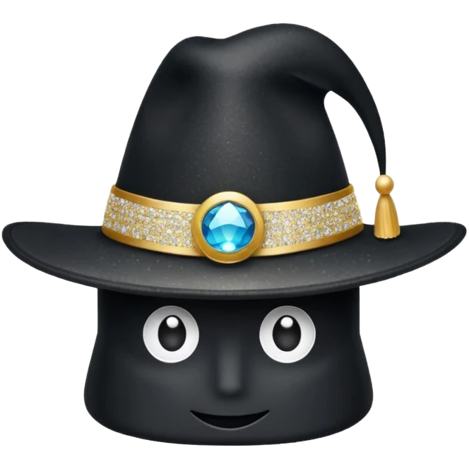 Glitter Black Hat Copas Symbol of Card emoji