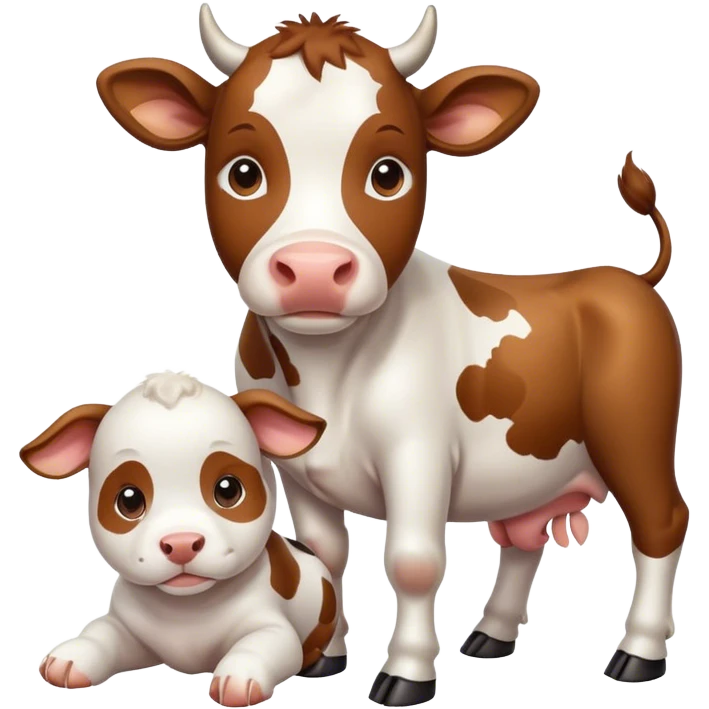 a cow with a puppy  emoji