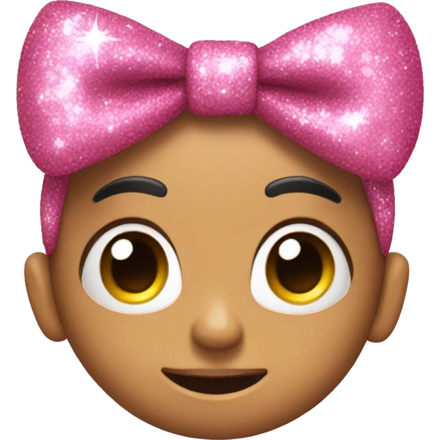 Pink bow with glitters and glam emoji