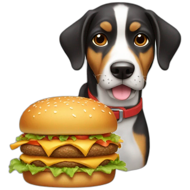 dog with hamburger emoji