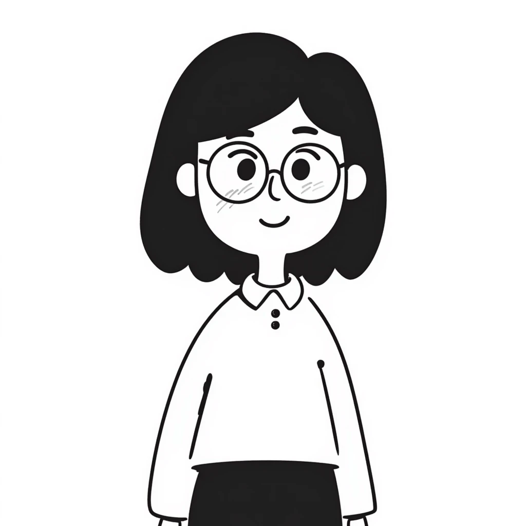young Vietnamese girl with shoulder-length black hair and glasses emoji
