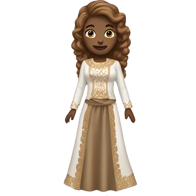 light brown hair woman with candomblé outfit emoji