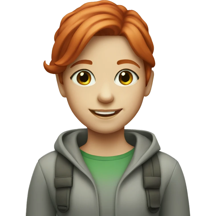 smiling girl with red hair green eyes emoji
