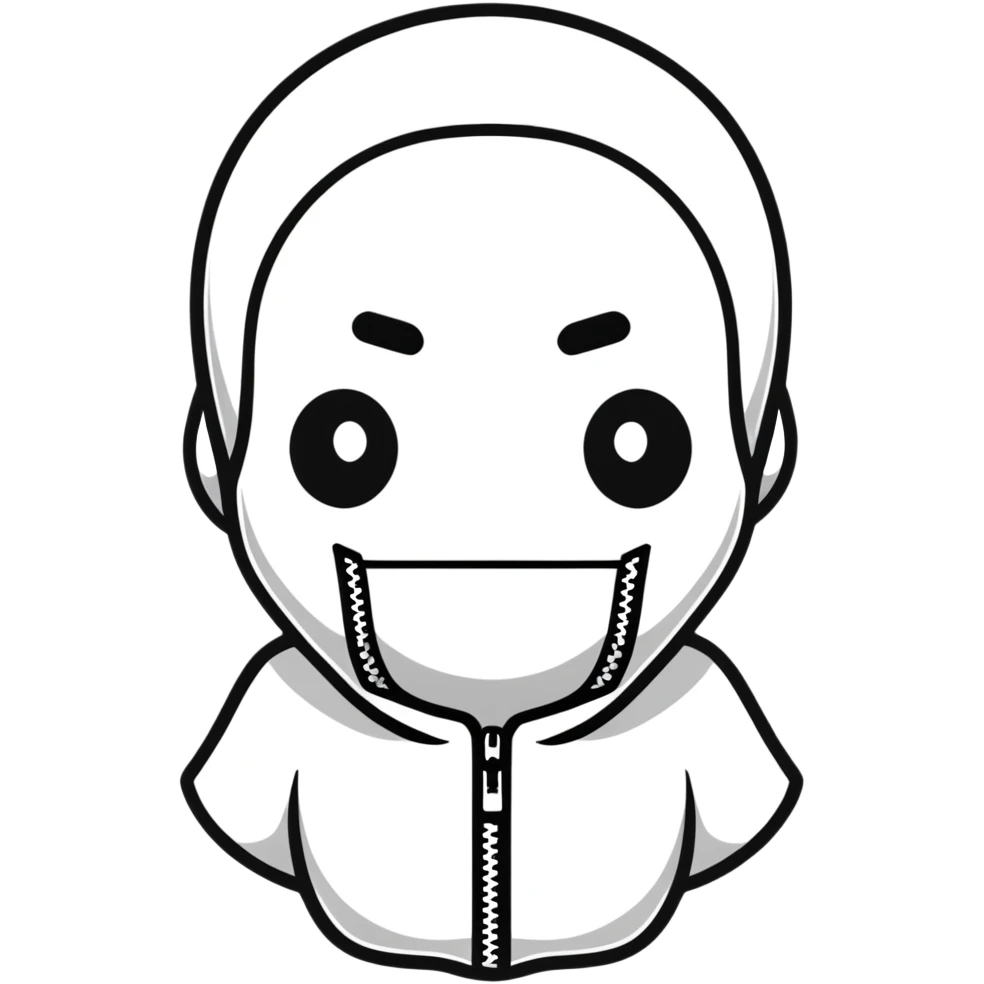 cartoon face with a zipper across the mouth emoji