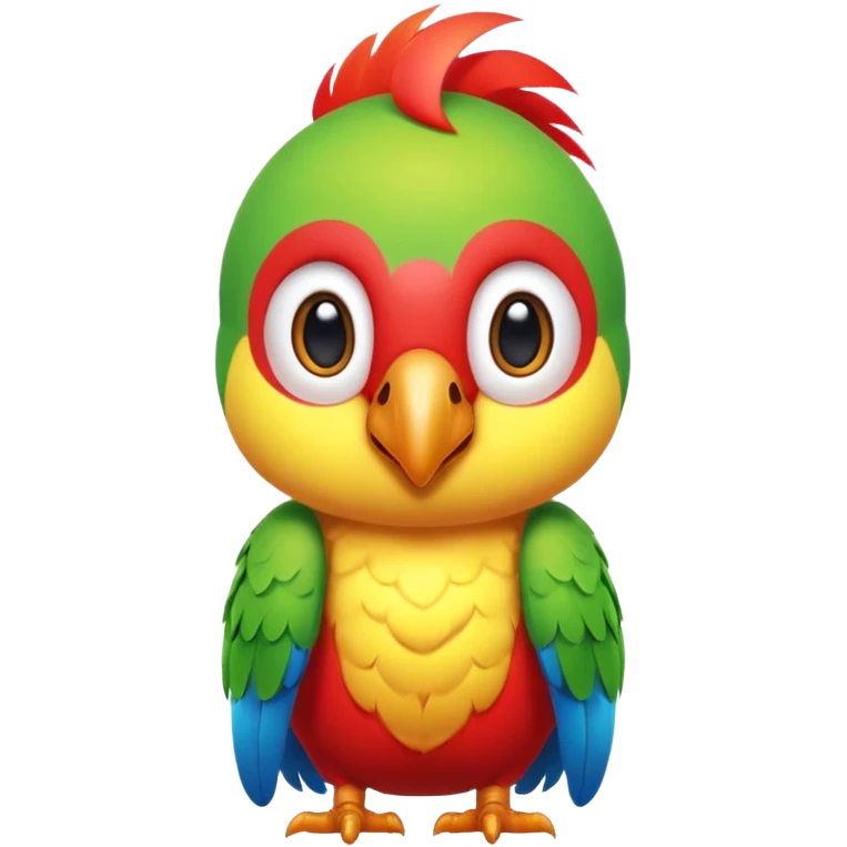 exotic parrot character, colorful feathers, cute face, 3D cartoon, mobile game icon style, clean background, no text, no watermark
 emoji