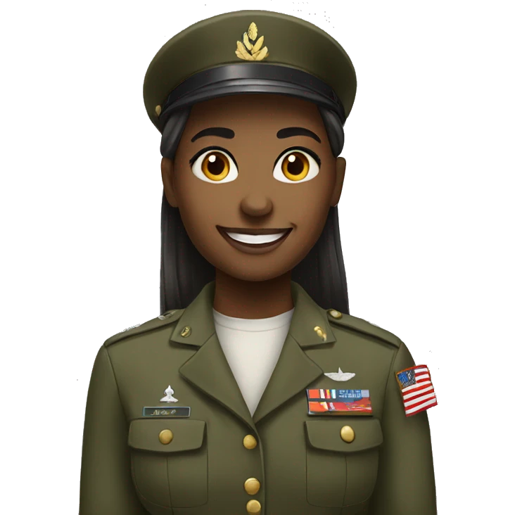 military girl smiling confidently emoji