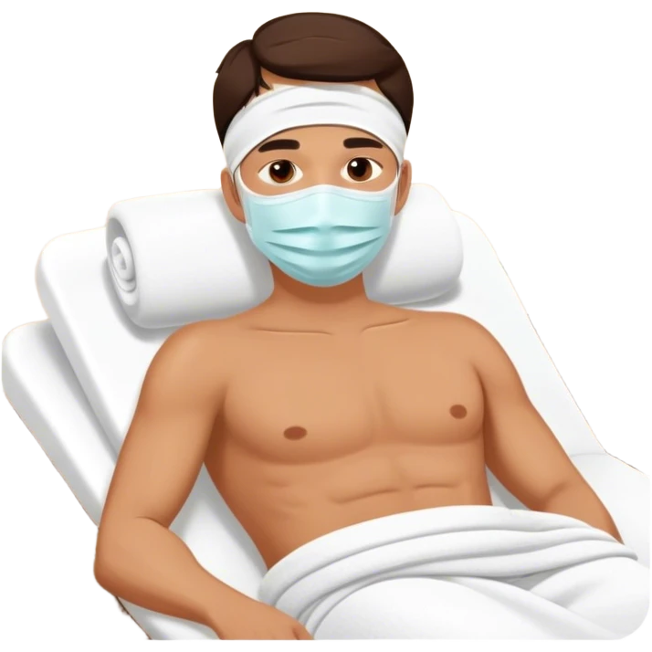Men with face mask spa beauty full face relaxing emoji