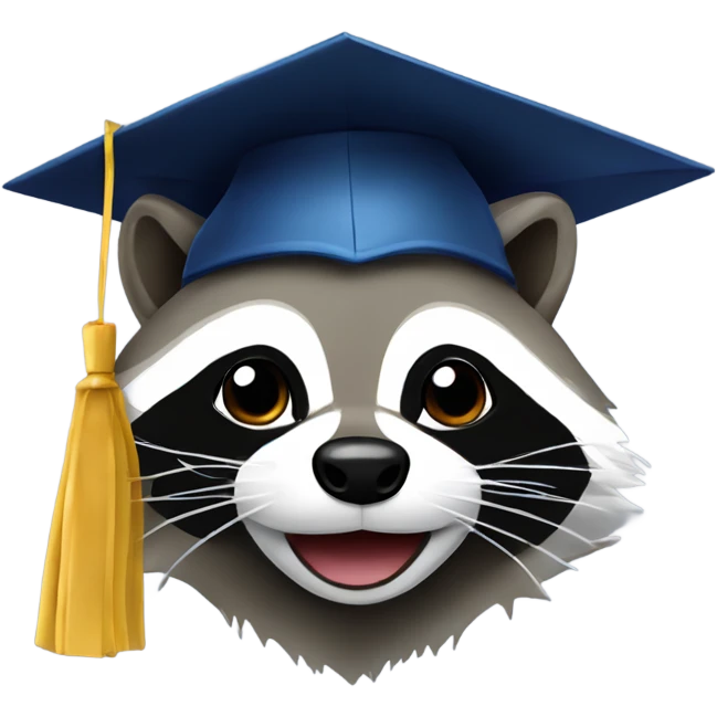 raccoon face with graduation hat emoji