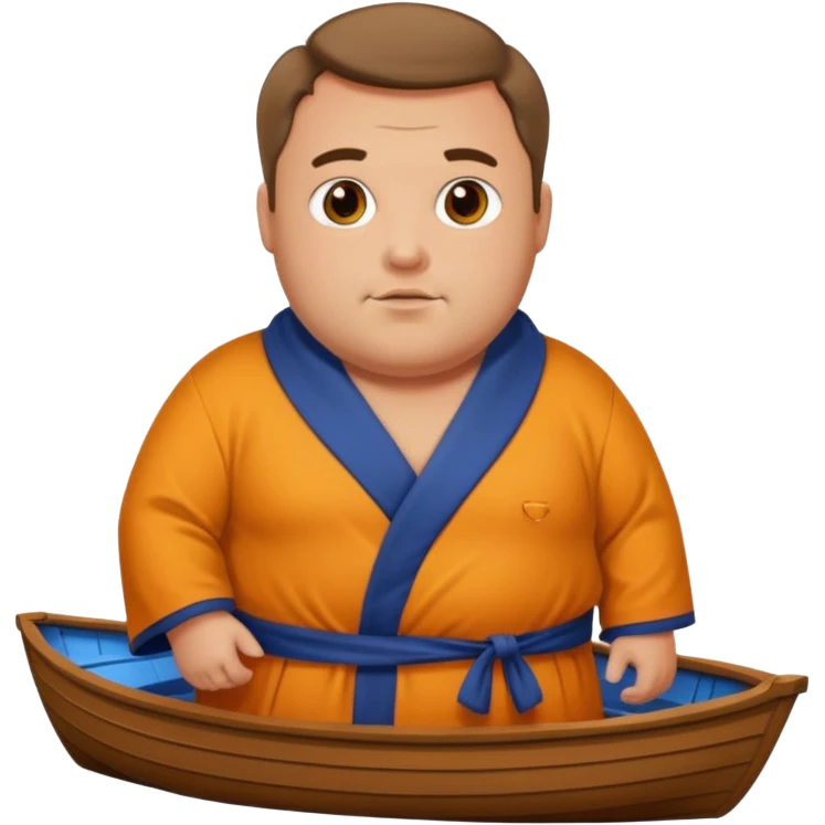 A fat guy in a nice robe on a tiny boat with pretty women emoji