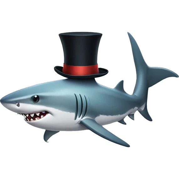 Shark with a top hat emoji