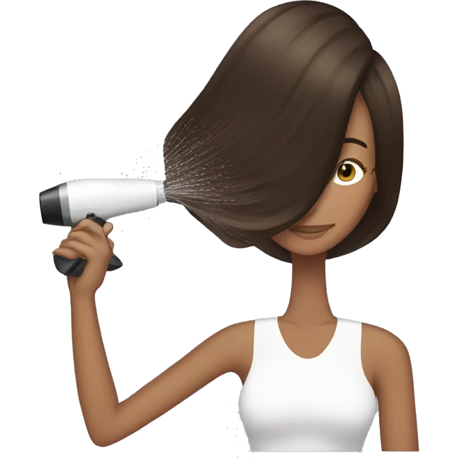 Brunette girl blow drying hair emoji