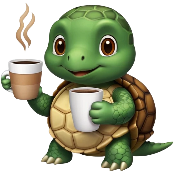 Turtle with coffee emoji