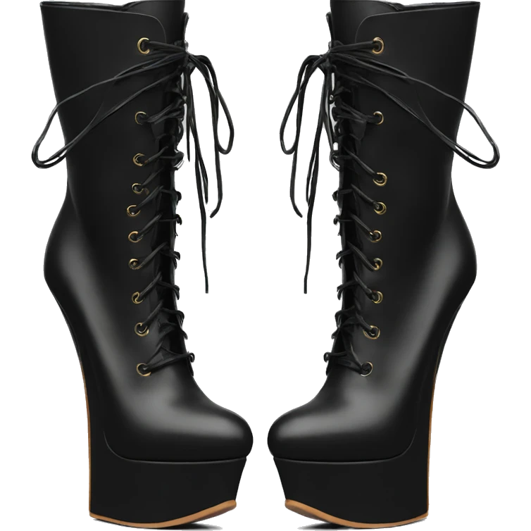 Black tall High heel boot lace up leather tall emoji