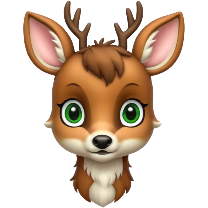 Bambi deer cute, green and white emoji