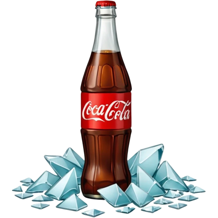bottle of coca cola broken in the middle glass shards emoji
