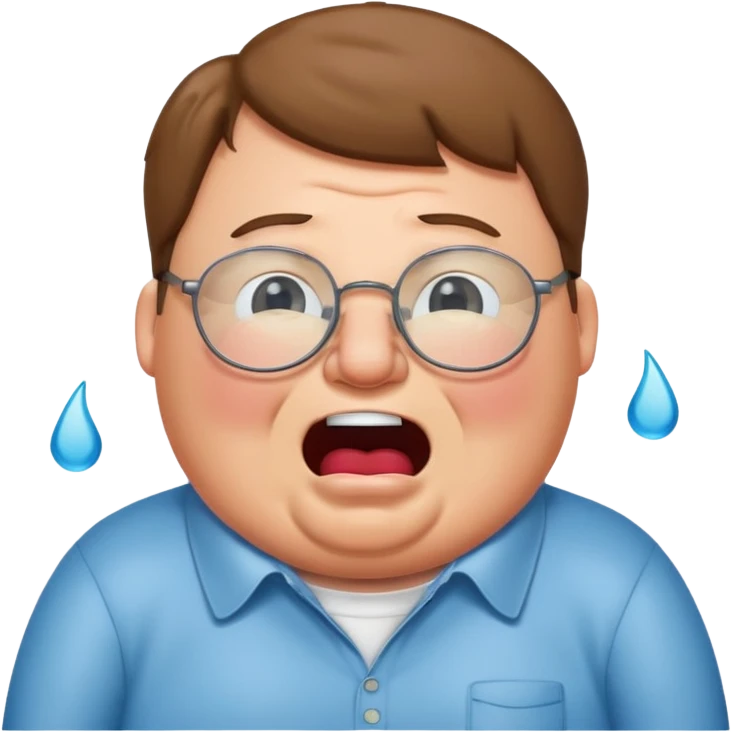 cartoon peter griffin with glasses as a laughing crying emoji emoji