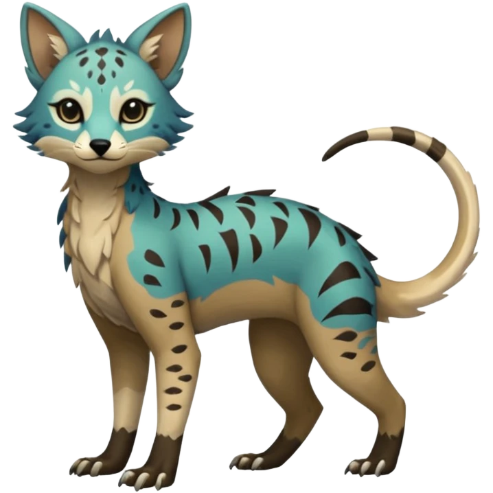 Modern Feral Rare Fantasy Vernid-Trico-species by LiLaiRa, random markings, full body emoji