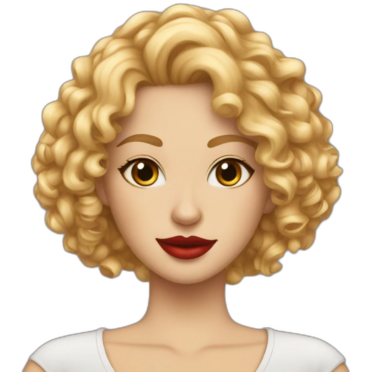 Curly blonde girl red lips cat bengal emoji