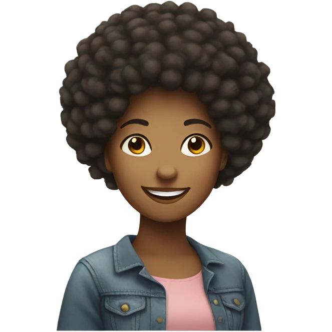 smiling girl with afro hairstyle emoji