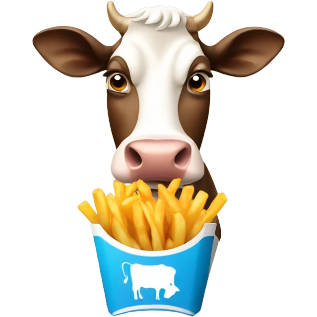 Cow eating fries emoji