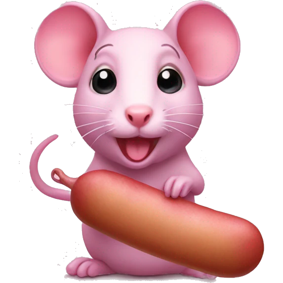 pink girl rat with sausage emoji
