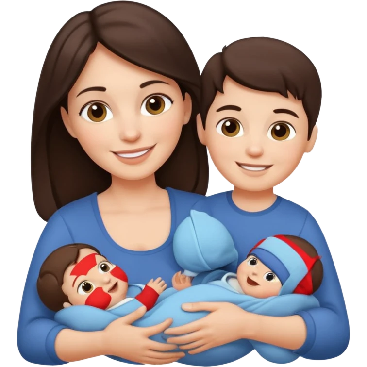 Beautiful Brunette Mother holding a baby and two young sons emoji
