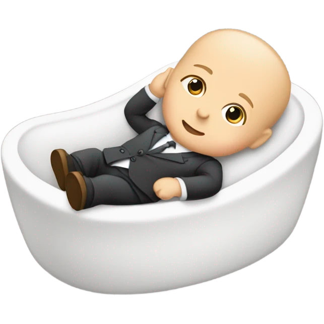 white newborn baby in a business suit lies in a cradle emoji