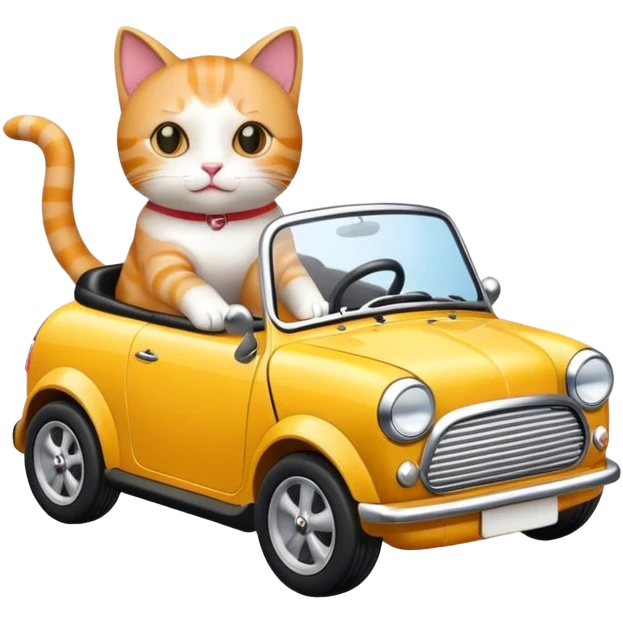 Cat riding mini car emoji