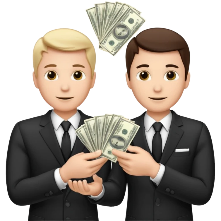 Two men in suits handing over money emoji