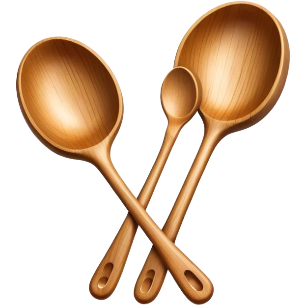 Two wooden spoons clashing together rhythmically, just like in traditional folk dance performances. The motion captures the lively energy of cultural dance and music emoji