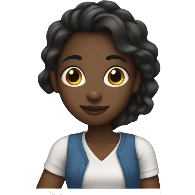Black girl with long hair drinking emoji